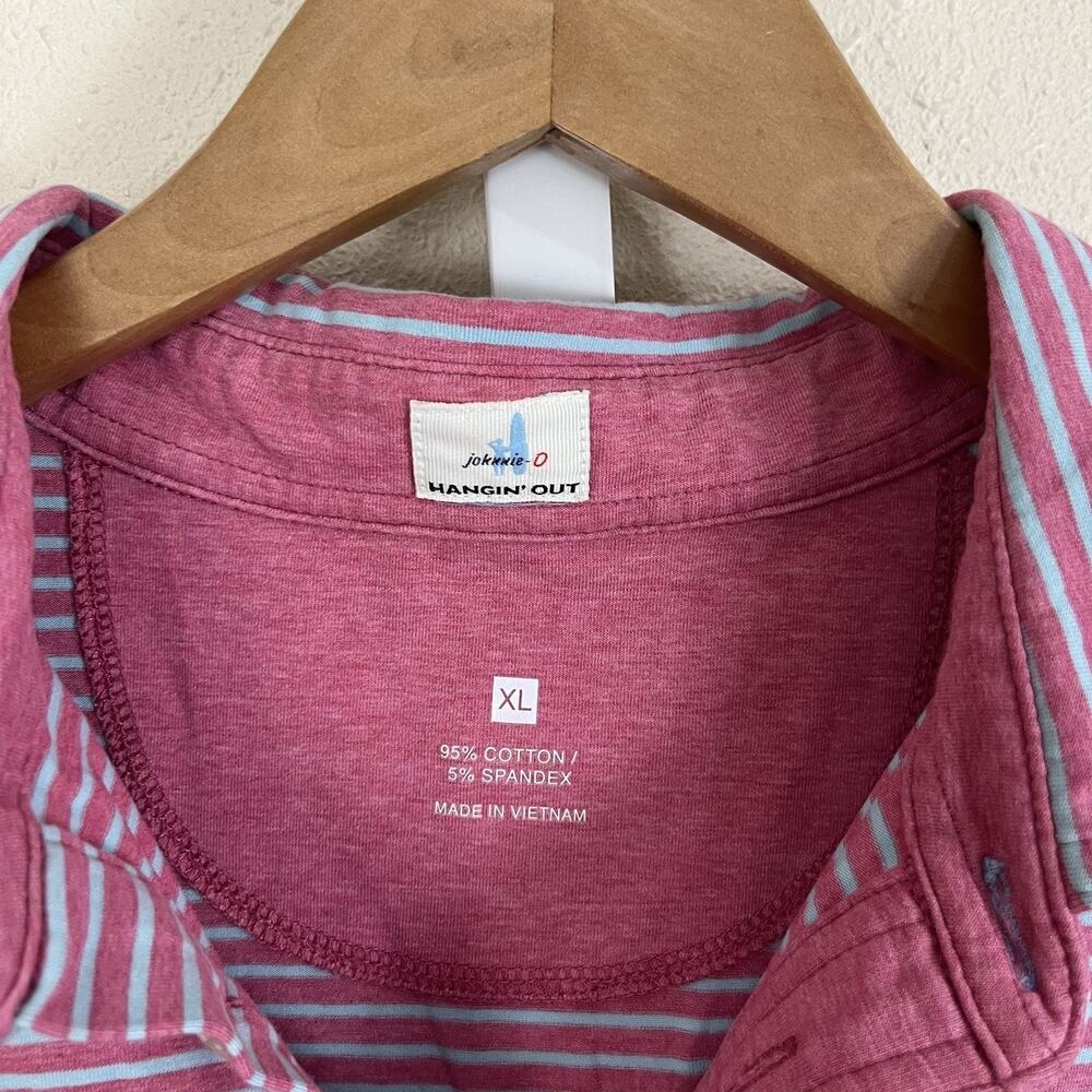 Johnnie-O Hangin Out Polo XL Rio Red Stripe Pocket Golf Shirt Mens - Picture 5 of 5